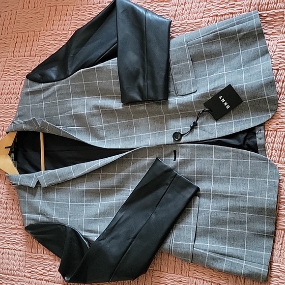 🧡🍂NWT Plaid Leather Jacket - Picture 5 of 10